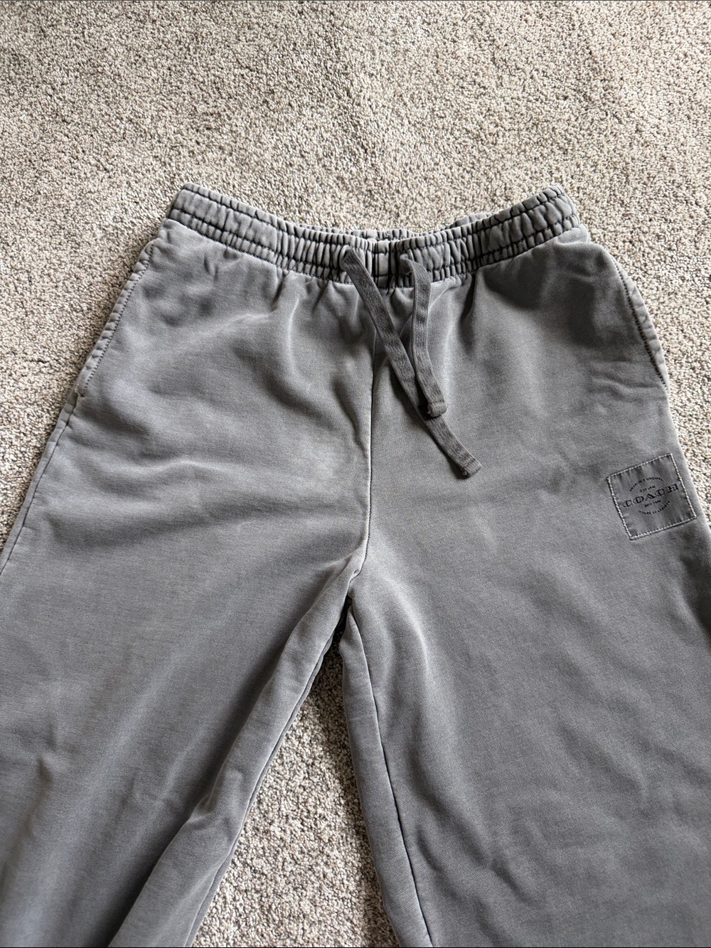 Coach Gray Logo Patch Sweatpants